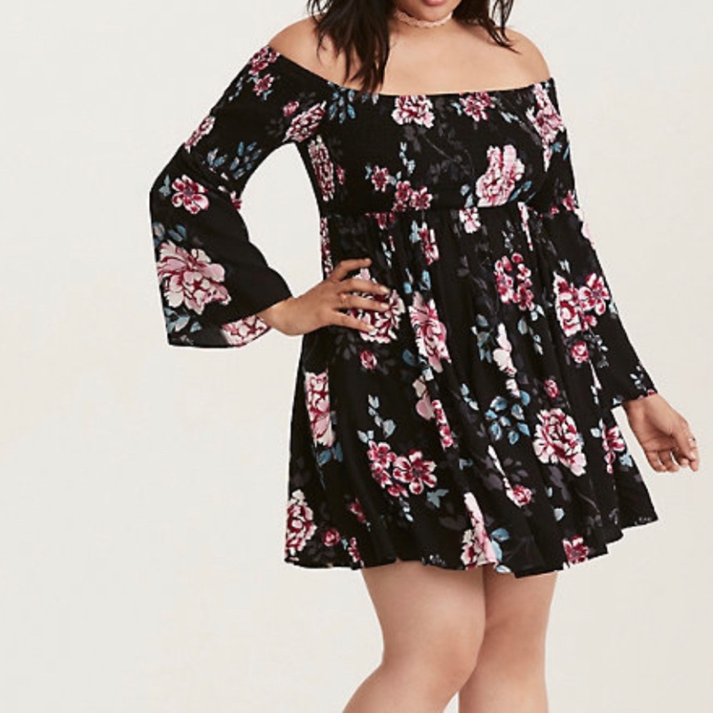 Torrid Floral Print Challis Smocked Dress